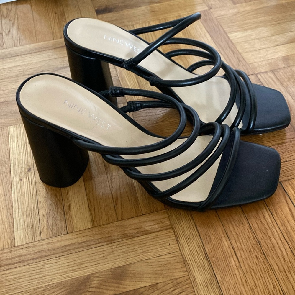 Nine West Black Strappy Heeled Sandals